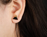 Onyx Silver Earrings, Black Onyx Studs For Womens, Triangle Pyramid Gemstone Earrings, Fancy Earrings For Young Girls, Christmas Gift Ideas